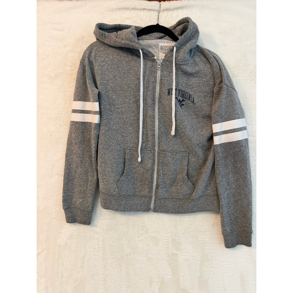 Redshirt West Virginia University WVU Full Zip Hoodie Gray Varsity Stripe Medium